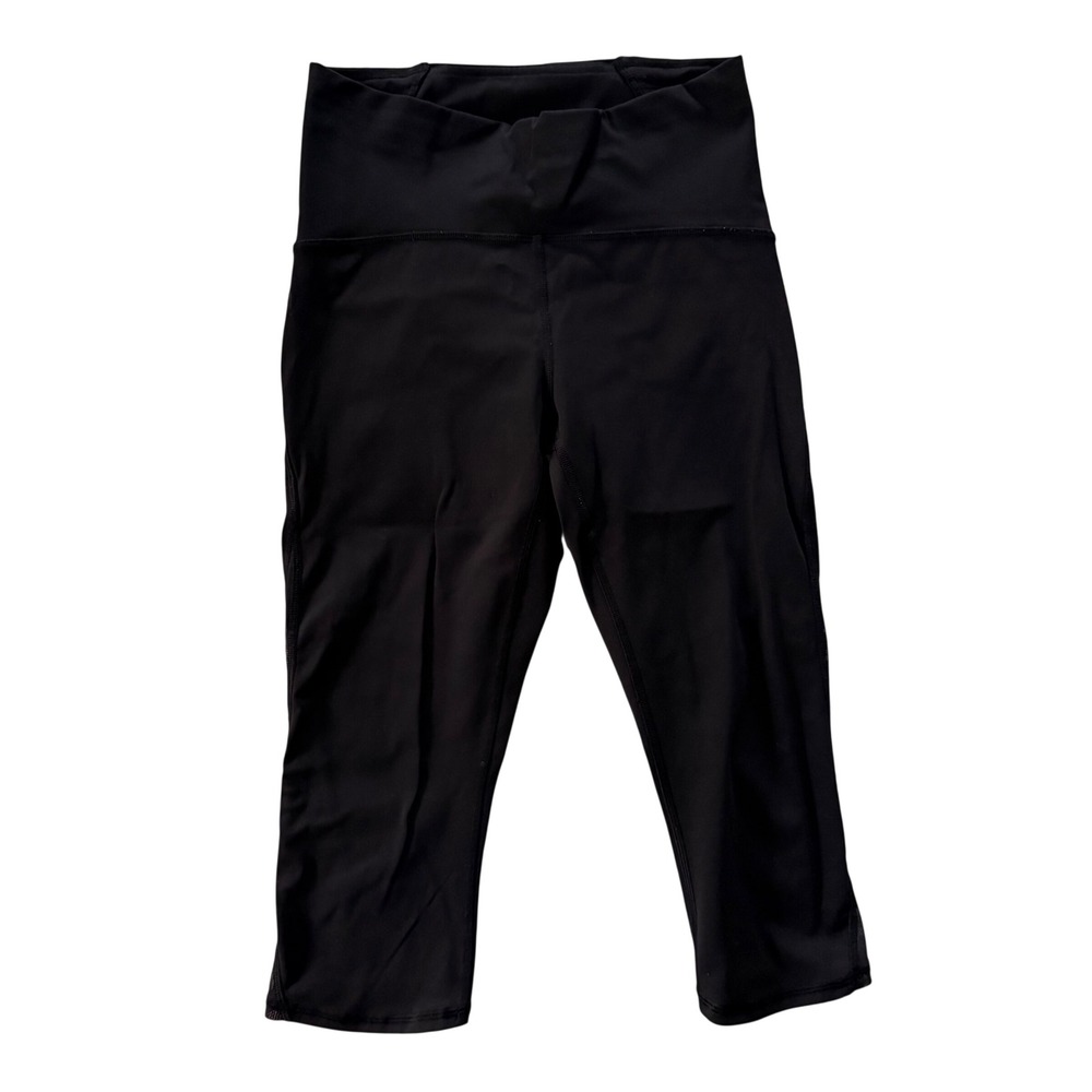 Lululemon Train Times Crop Leggings Black Mesh Panel Running Capri Pants Size 6